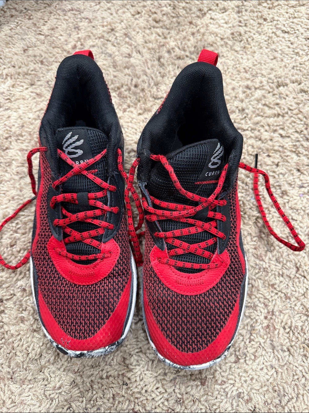 Under Armour Red and Black Kids Running Sneakers